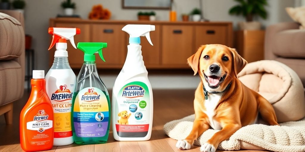 Perro feliz en un hogar limpio y ordenado.
