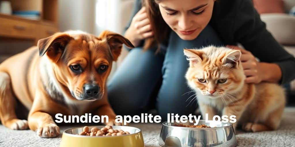 Dueño preocupado con perro y gato sin apetito.